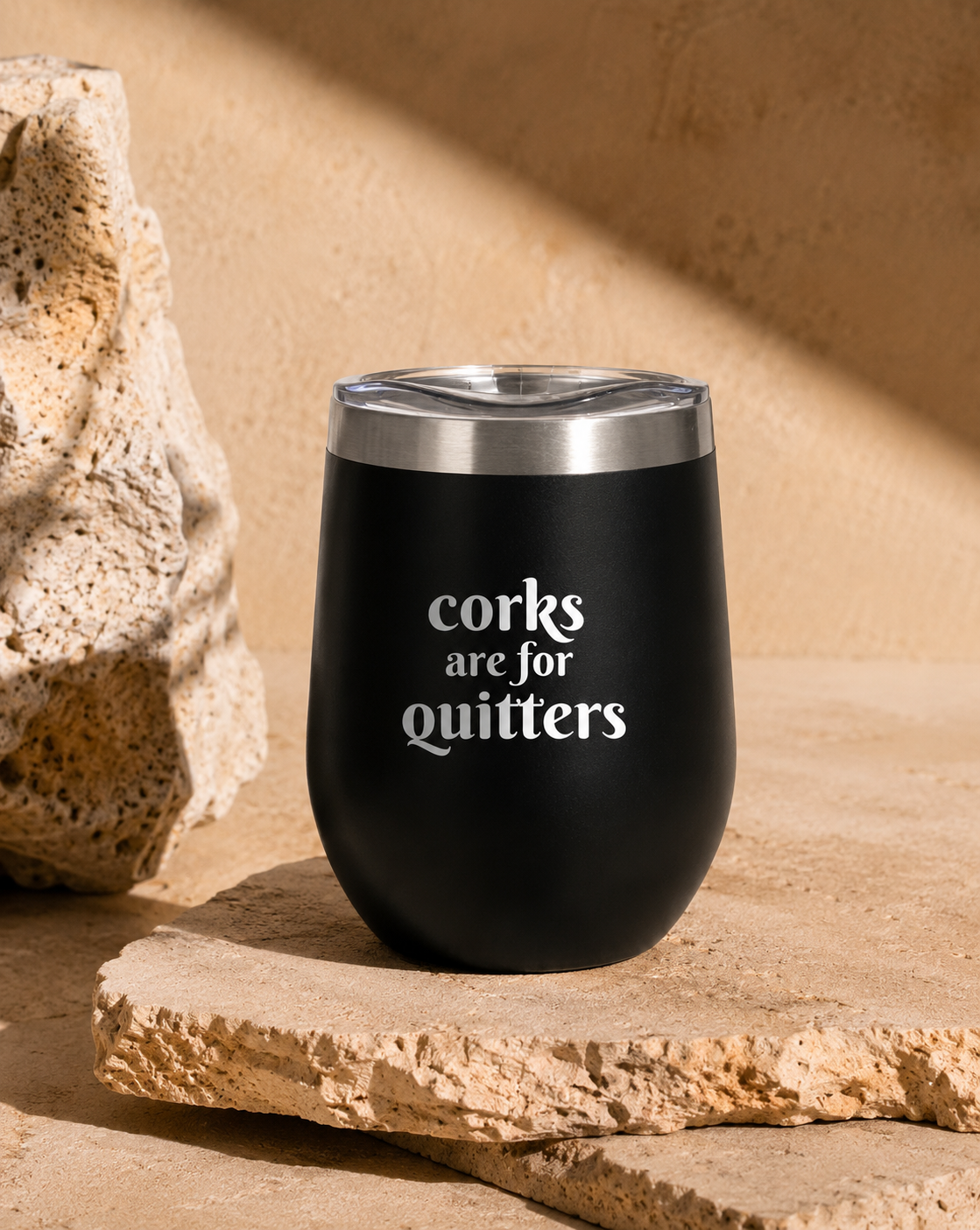 Corks are for Quitters Tumbler- Black