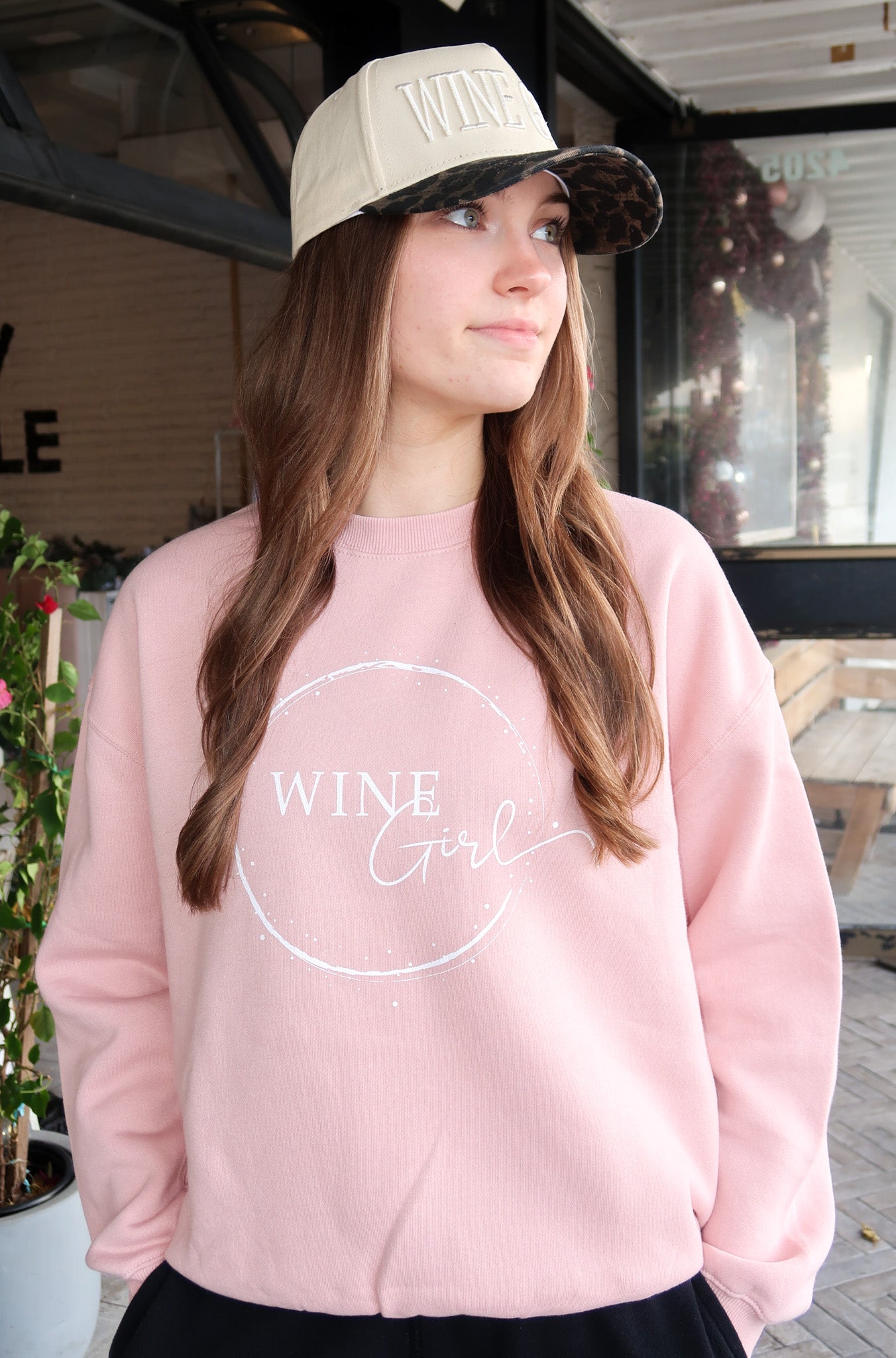 Light Pink Wine Girl Crewneck Sweatshirt