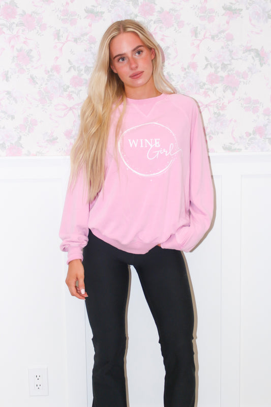 Pink Wine Girl Sweatshirt (Full Length)