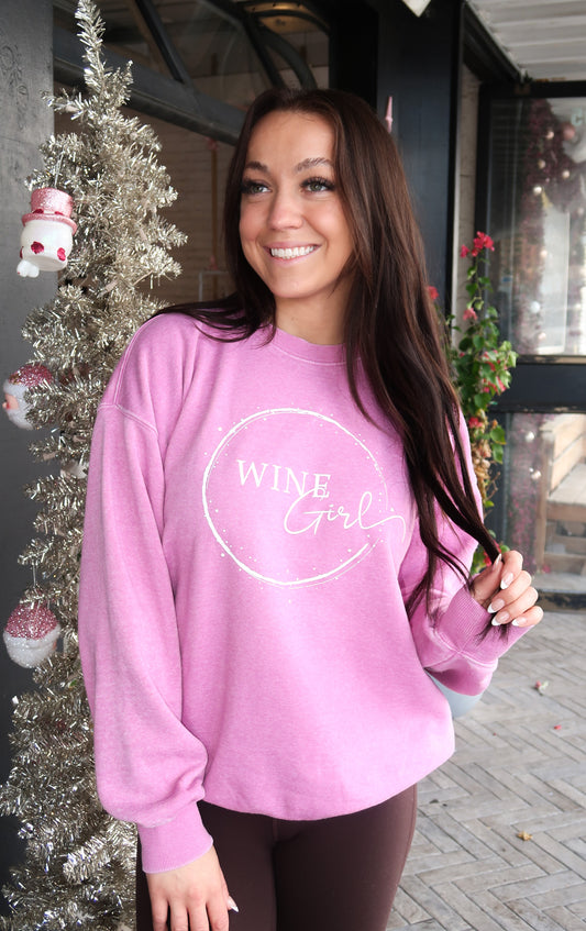 Bright Pink Wine Girl Sweatshirt