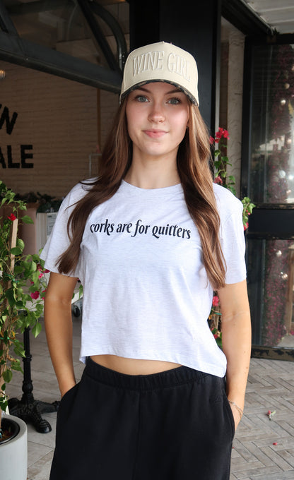 SALE - Corks Are For Quitters Grey Crop Tee