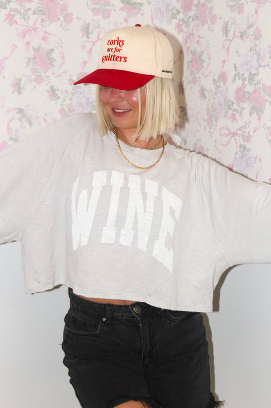 Thin Crop WINE Sweatshirt (Light Grey)