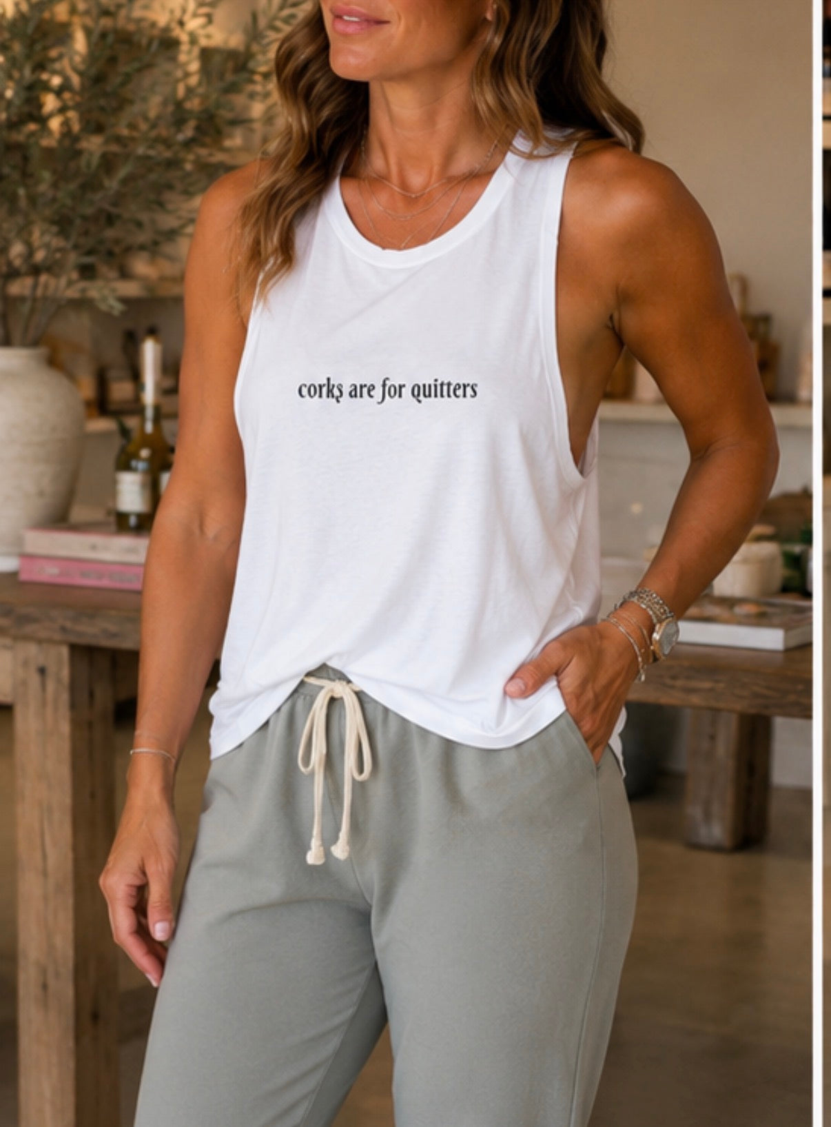 Corks Are For Quitters White Tank