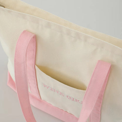 Embroidered Wine Girl Tote