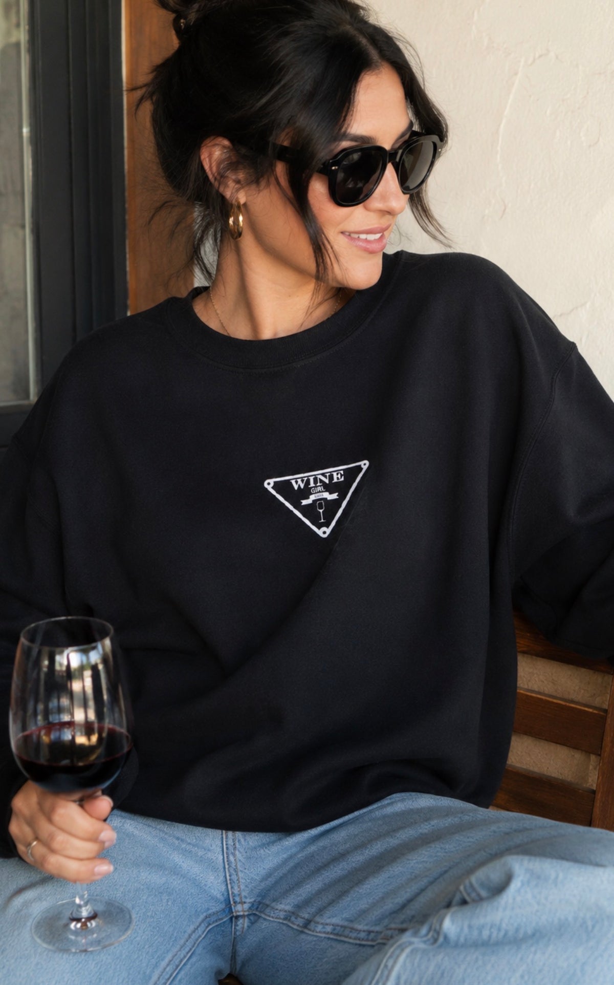 Designer Wine Girly Sweatshirt (BLACK)