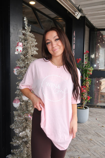 SALE - Light Pink Wine Girl Baggy Tee