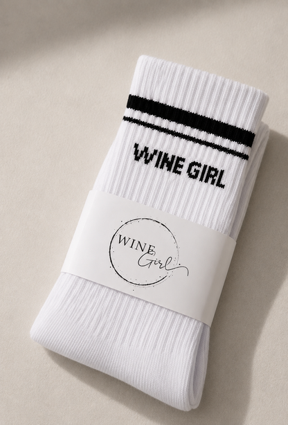 Wine Girl Black & White Socks