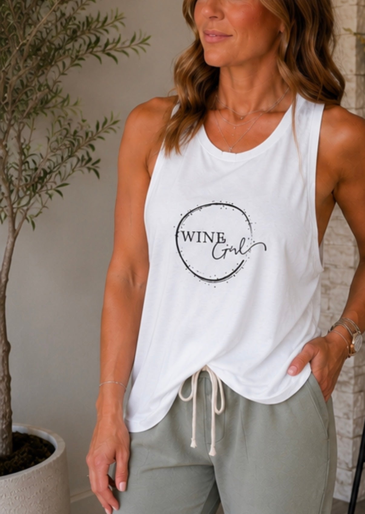 White Wine Girl Circle Logo Tank