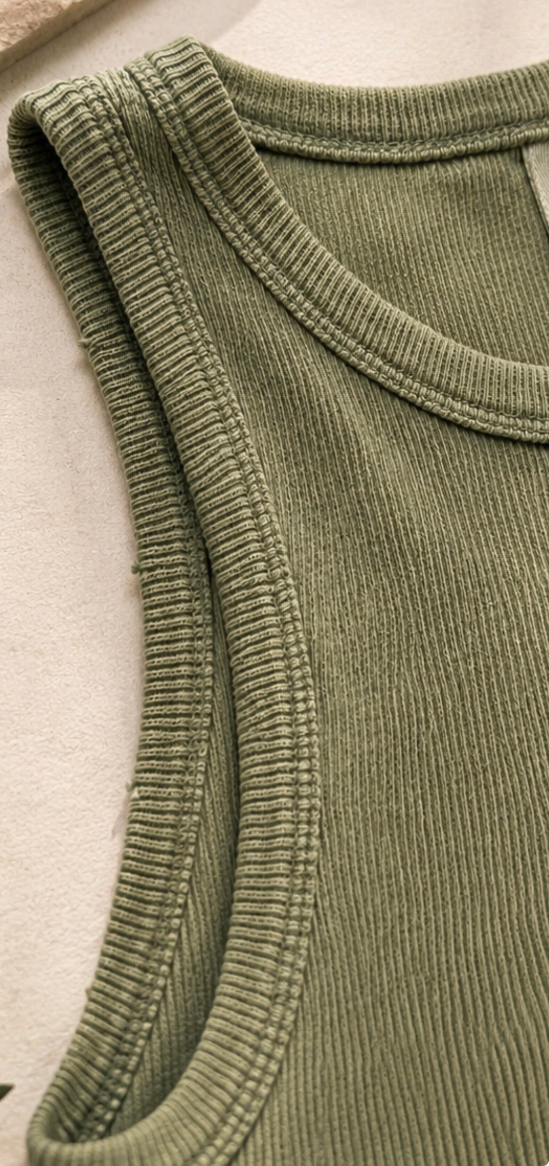 Drink Italian Kiss French Tank - Olive Green