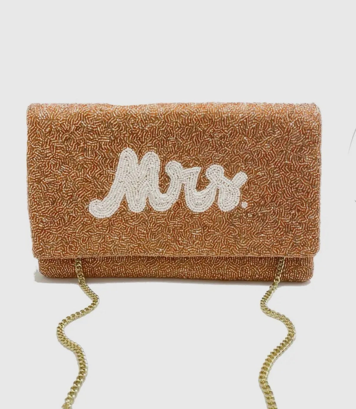 Mrs Rose Gold Beaded Bag