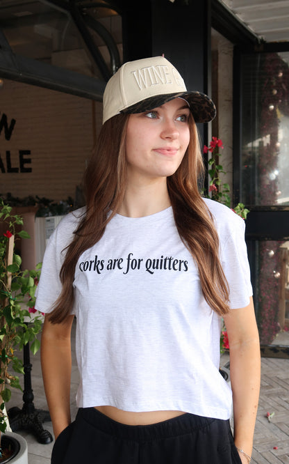 SALE - Corks Are For Quitters Grey Crop Tee
