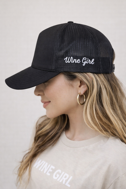 Smile It’s Time For Wine Trucker Hat Black