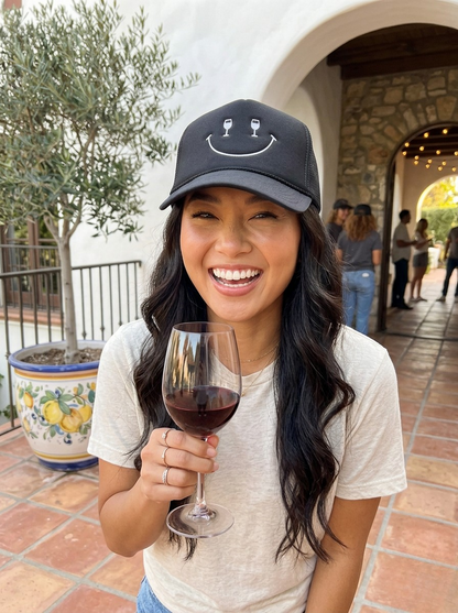 Smile It’s Time For Wine Trucker Hat Black