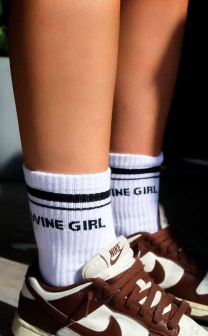 Wine Girl Black & White Socks