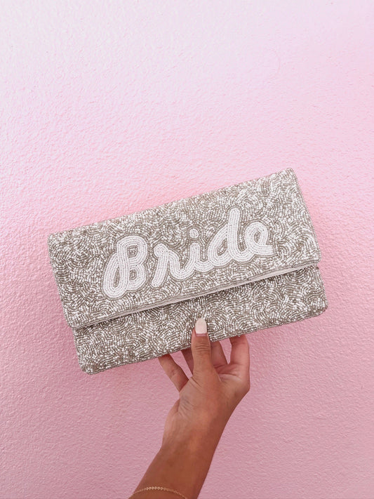 Bride Silver Beaded Purse