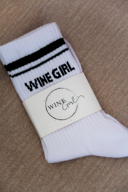 Wine Girl Black & White Socks