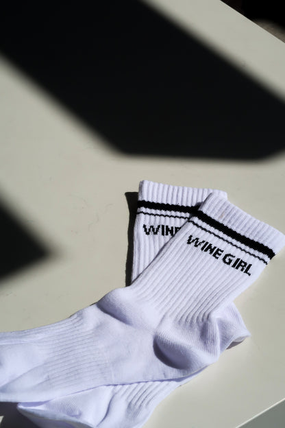 Wine Girl Black & White Socks