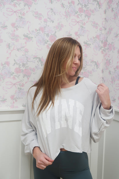 Thin Crop WINE Sweatshirt (Light Grey)