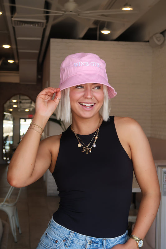 Pink Wine Girl Bucket Hat